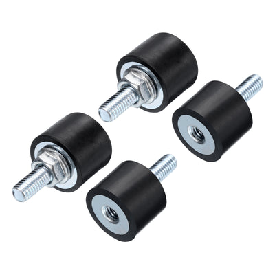 Harfington Uxcell 4pcs M6x18mm Thread Studs Rubber Shock 20x15mm Male Female 4pcs M6 Lock Nuts