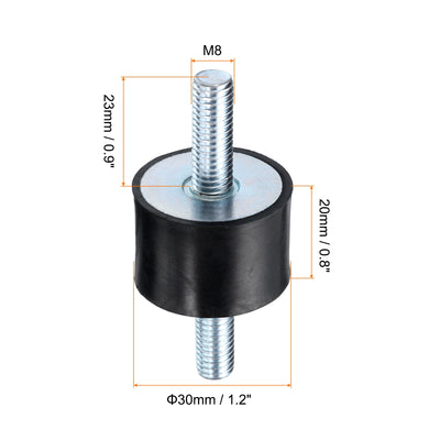 Harfington Uxcell 4pcs M8x23mm Thread Studs Rubber Shock 30x20mm Male 8pcs M8 Lock Nuts