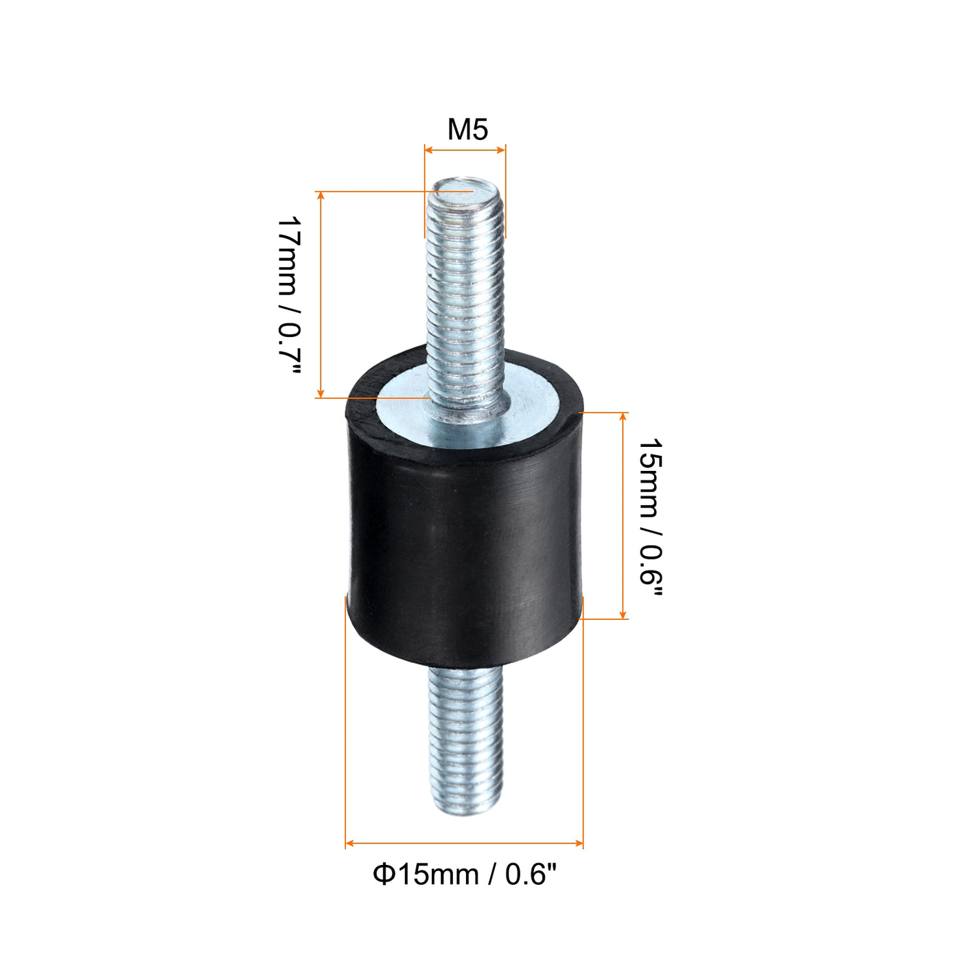 uxcell Uxcell 8pcs M5x15mm Thread Studs Rubber Shock 15x15mm Male 16pcs M5 Lock Nuts