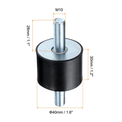 Harfington Uxcell 8pcs M10x28mm Thread Studs Rubber Shock 40x30mm Male 16pcs M10 Lock Nuts