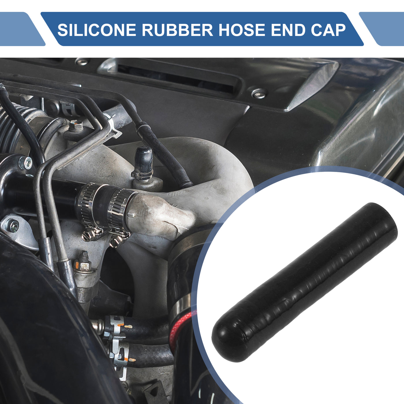 X AUTOHAUX 1 Pcs 60mm Length 6mm/0.24" ID Black Car Silicone Rubber Hose End Cap with Clamp Silicone Reinforced Blanking Cap for Bypass Tube Universal