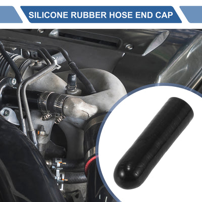 Harfington 1 Pcs 60mm Length 12mm/0.47" ID Black Car Silicone Rubber Hose End Cap with Clamp Silicone Reinforced Blanking Cap for Bypass Tube Universal