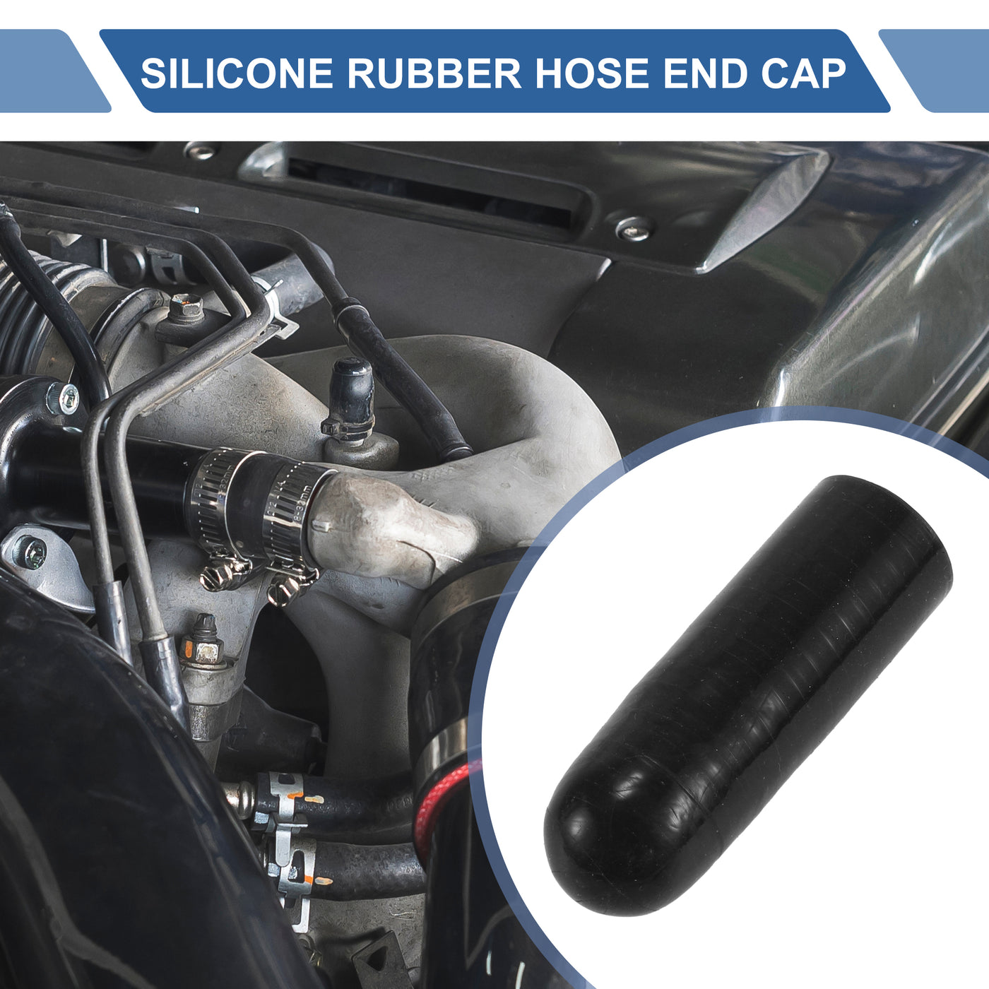 X AUTOHAUX 1 Pcs 60mm Length 16mm/0.63" ID Black Car Silicone Rubber Hose End Cap with Clamp Silicone Reinforced Blanking Cap for Bypass Tube Universal