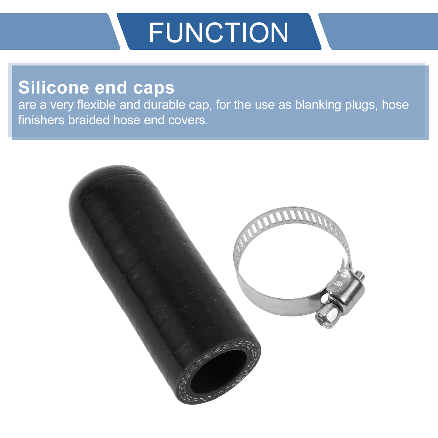 X AUTOHAUX 1 Pcs 60mm Length 18mm/0.71" ID Black Car Silicone Rubber Hose End Cap with Clamp Silicone Reinforced Blanking Cap for Bypass Tube Universal