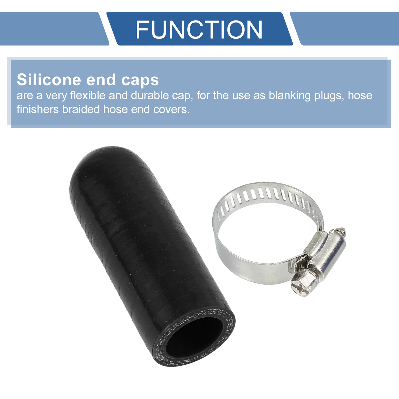 X AUTOHAUX 1 Pcs 60mm Length 20mm/0.79" ID Black Car Silicone Rubber Hose End Cap with Clamp Silicone Reinforced Blanking Cap for Bypass Tube Universal