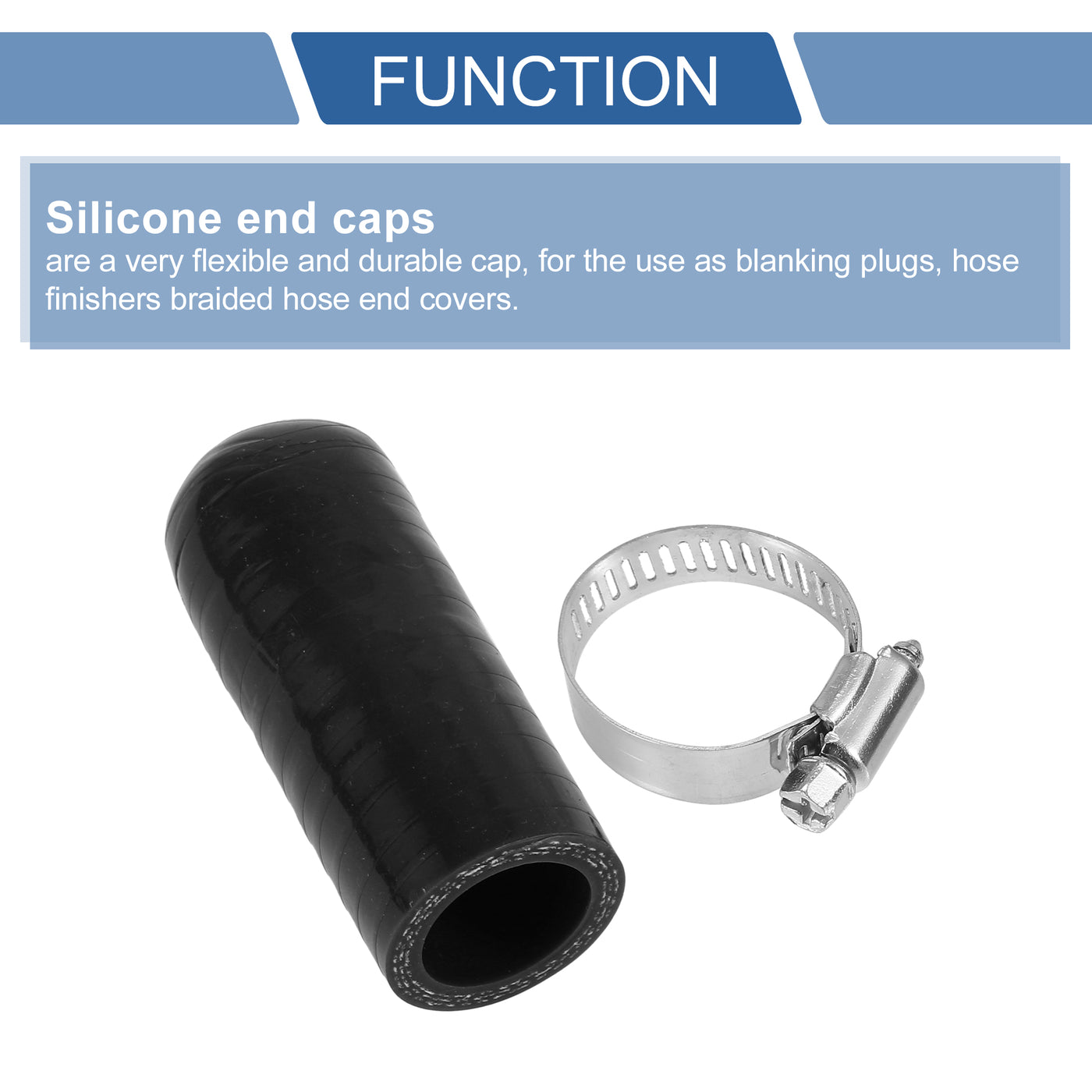 X AUTOHAUX 1 Pcs 60mm Length 22mm/0.87" ID Black Car Silicone Rubber Hose End Cap with Clamp Silicone Reinforced Blanking Cap for Bypass Tube Universal