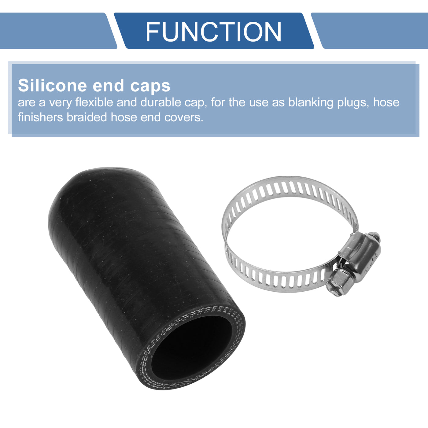X AUTOHAUX 1 Pcs 60mm Length 28mm/1.10" ID Black Car Silicone Rubber Hose End Cap with Clamp Silicone Reinforced Blanking Cap for Bypass Tube Universal