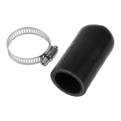 Harfington 1 Pcs 60mm Length 28mm/1.10" ID Black Car Silicone Rubber Hose End Cap with Clamp Silicone Reinforced Blanking Cap for Bypass Tube Universal