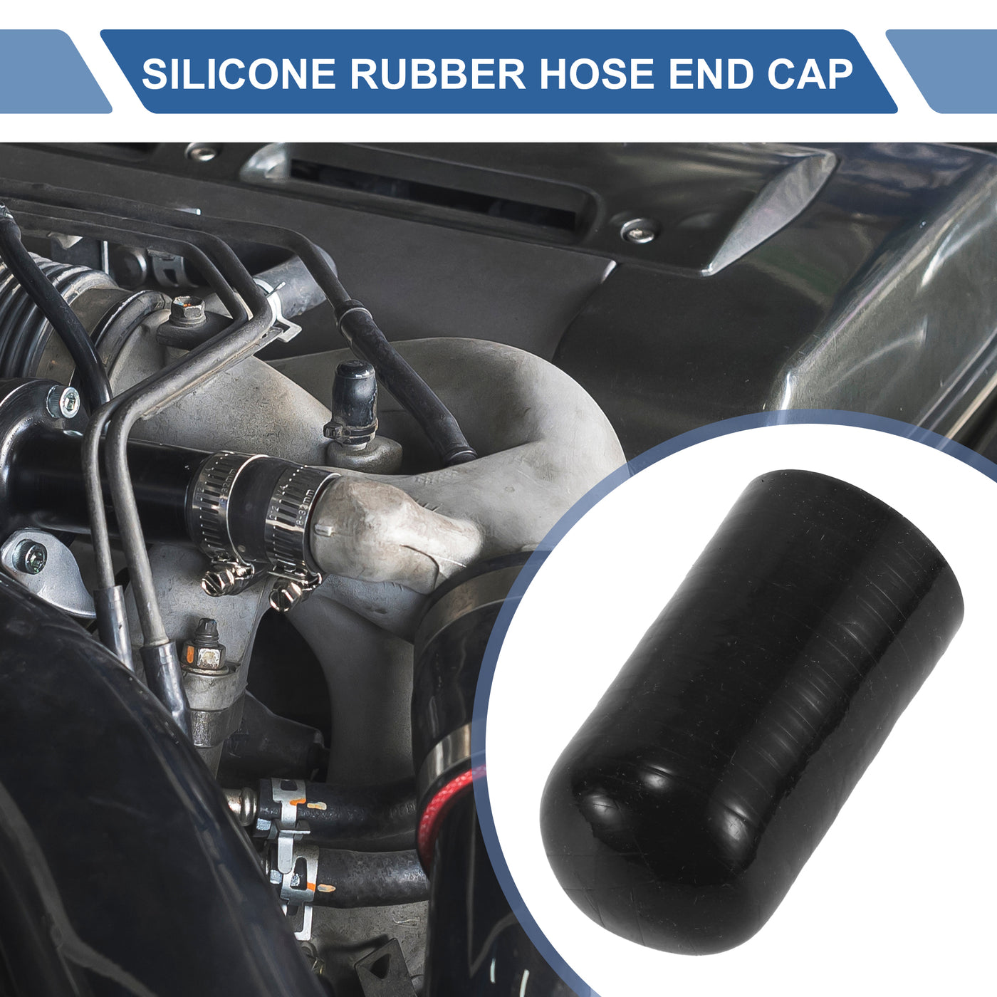 X AUTOHAUX 1 Pcs 60mm Length 30mm/1.18" ID Black Car Silicone Rubber Hose End Cap with Clamp Silicone Reinforced Blanking Cap for Bypass Tube Universal