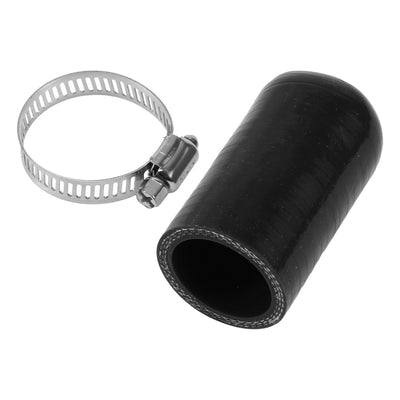 Harfington 1 Pcs 60mm Length 30mm/1.18" ID Black Car Silicone Rubber Hose End Cap with Clamp Silicone Reinforced Blanking Cap for Bypass Tube Universal