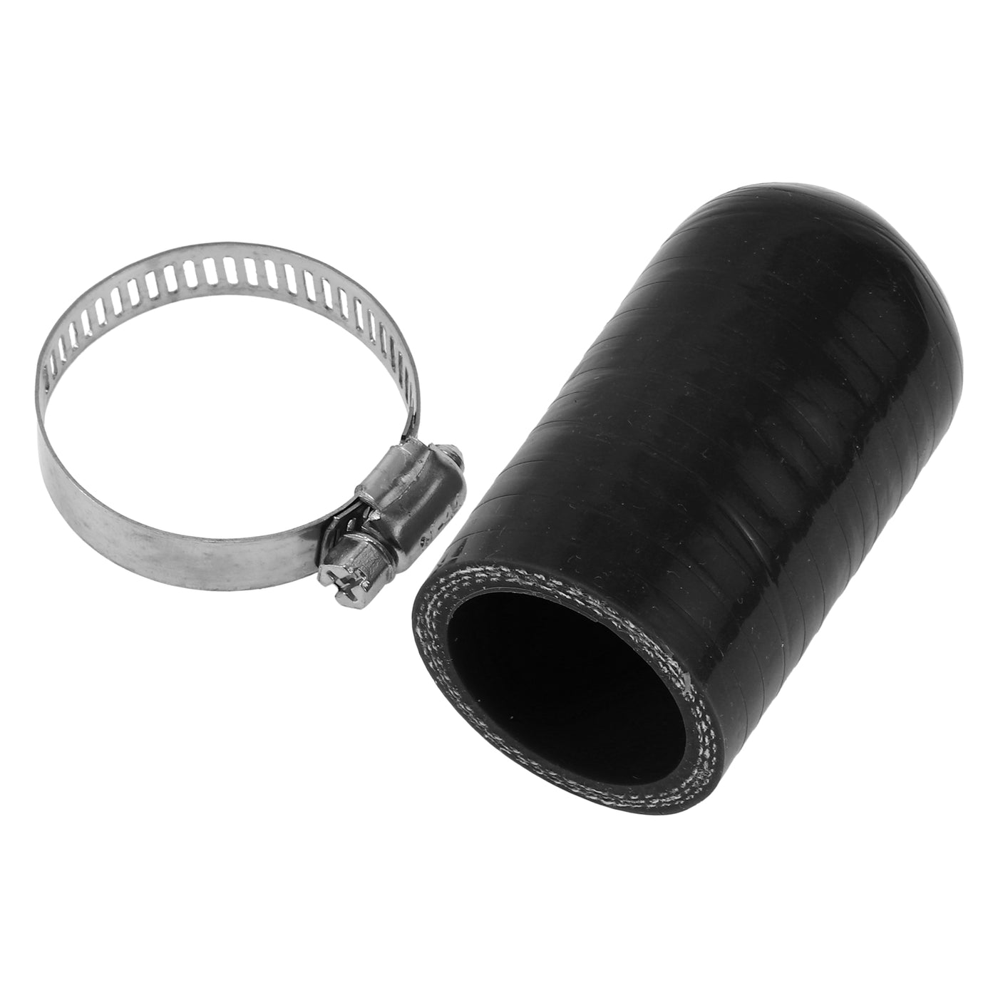 X AUTOHAUX 1 Pcs 60mm Length 32mm/1.26" ID Black Car Silicone Rubber Hose End Cap with Clamp Silicone Reinforced Blanking Cap for Bypass Tube Universal