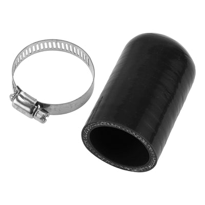 Harfington 1 Pcs 60mm Length 35mm/1.38" ID Black Car Silicone Rubber Hose End Cap with Clamp Silicone Reinforced Blanking Cap for Bypass Tube Universal