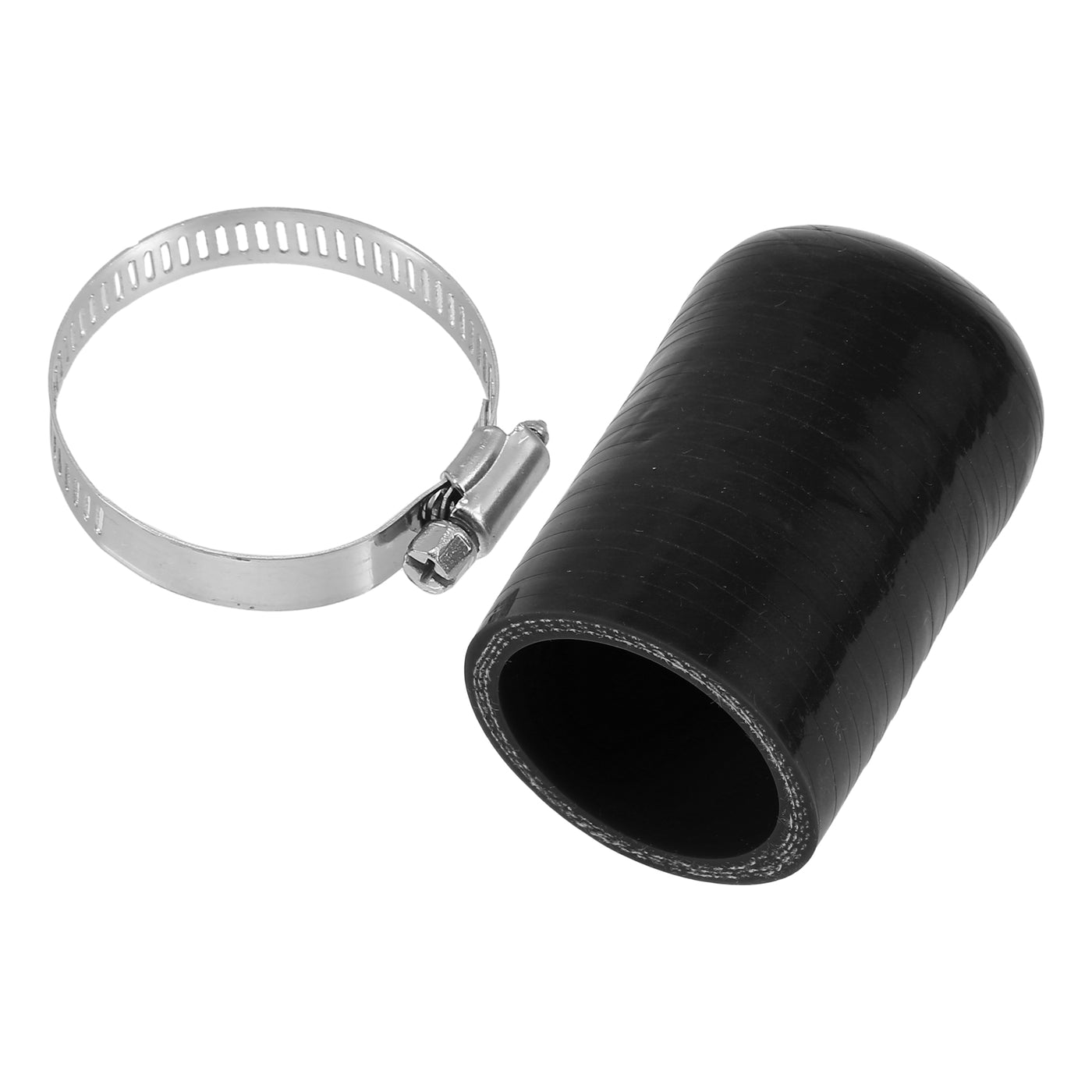 X AUTOHAUX 1 Pcs 60mm Length 38mm/1.50" ID Black Car Silicone Rubber Hose End Cap with Clamp Silicone Reinforced Blanking Cap for Bypass Tube Universal