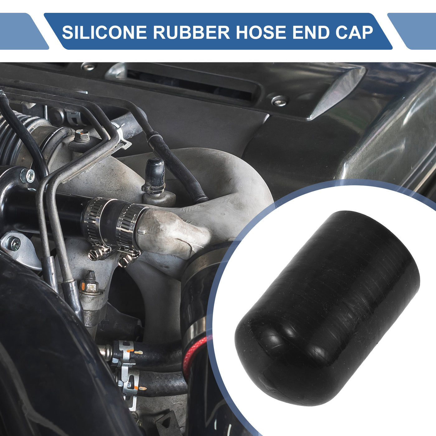 X AUTOHAUX 1 Pcs 60mm Length 40mm/1.57" ID Black Car Silicone Rubber Hose End Cap with Clamp Silicone Reinforced Blanking Cap for Bypass Tube Universal
