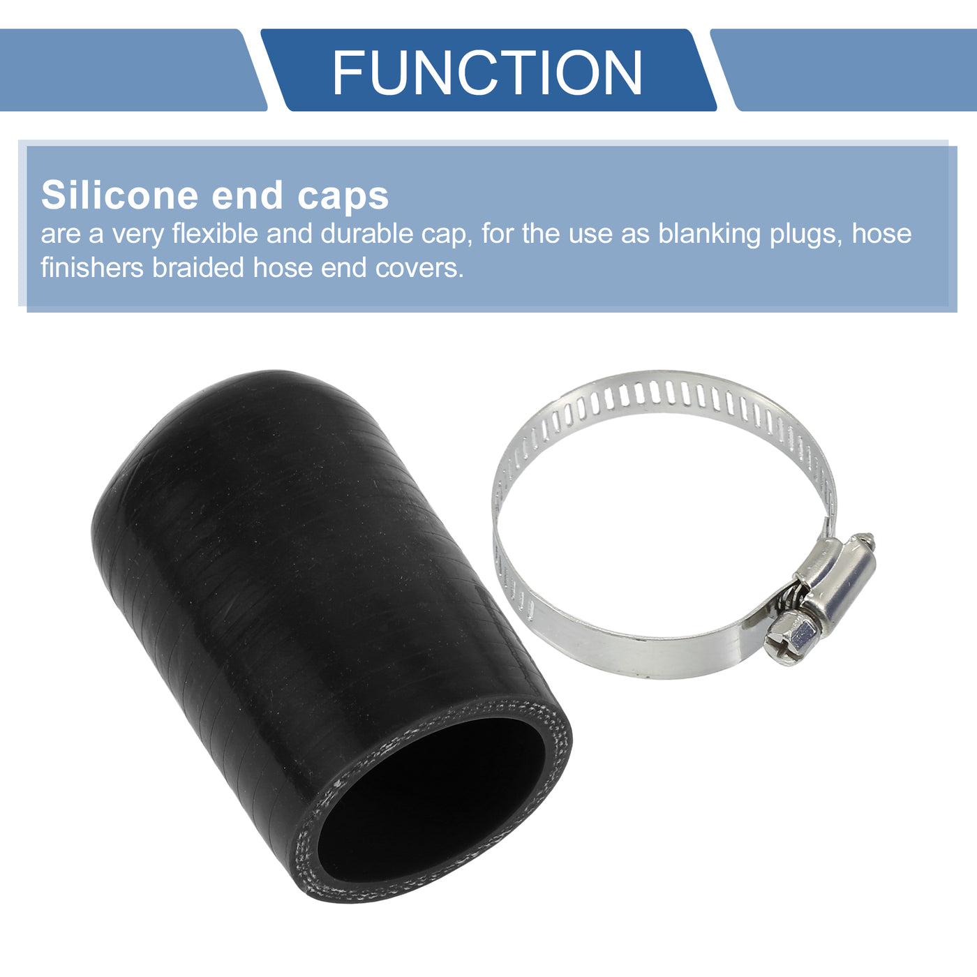 X AUTOHAUX 1 Pcs 60mm Length 40mm/1.57" ID Black Car Silicone Rubber Hose End Cap with Clamp Silicone Reinforced Blanking Cap for Bypass Tube Universal
