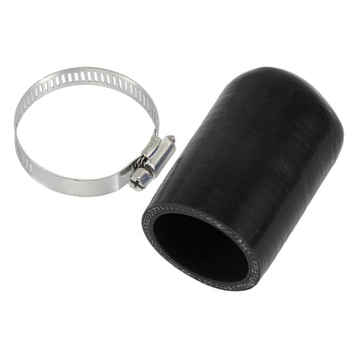 Harfington 1 Pcs 60mm Length 40mm/1.57" ID Black Car Silicone Rubber Hose End Cap with Clamp Silicone Reinforced Blanking Cap for Bypass Tube Universal