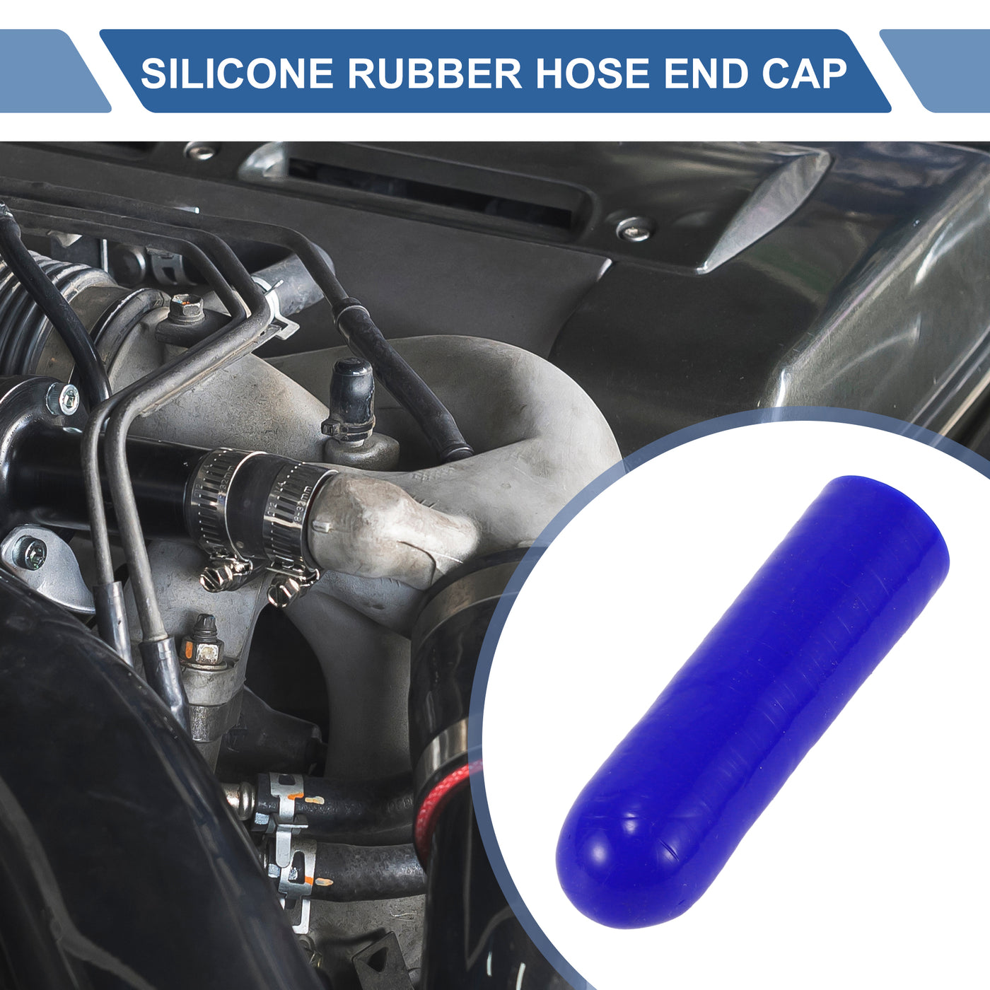 X AUTOHAUX 1 Pcs 60mm Length 12mm/0.47" ID Blue Car Silicone Rubber Hose End Cap with Clamp Silicone Reinforced Blanking Cap for Bypass Tube Universal