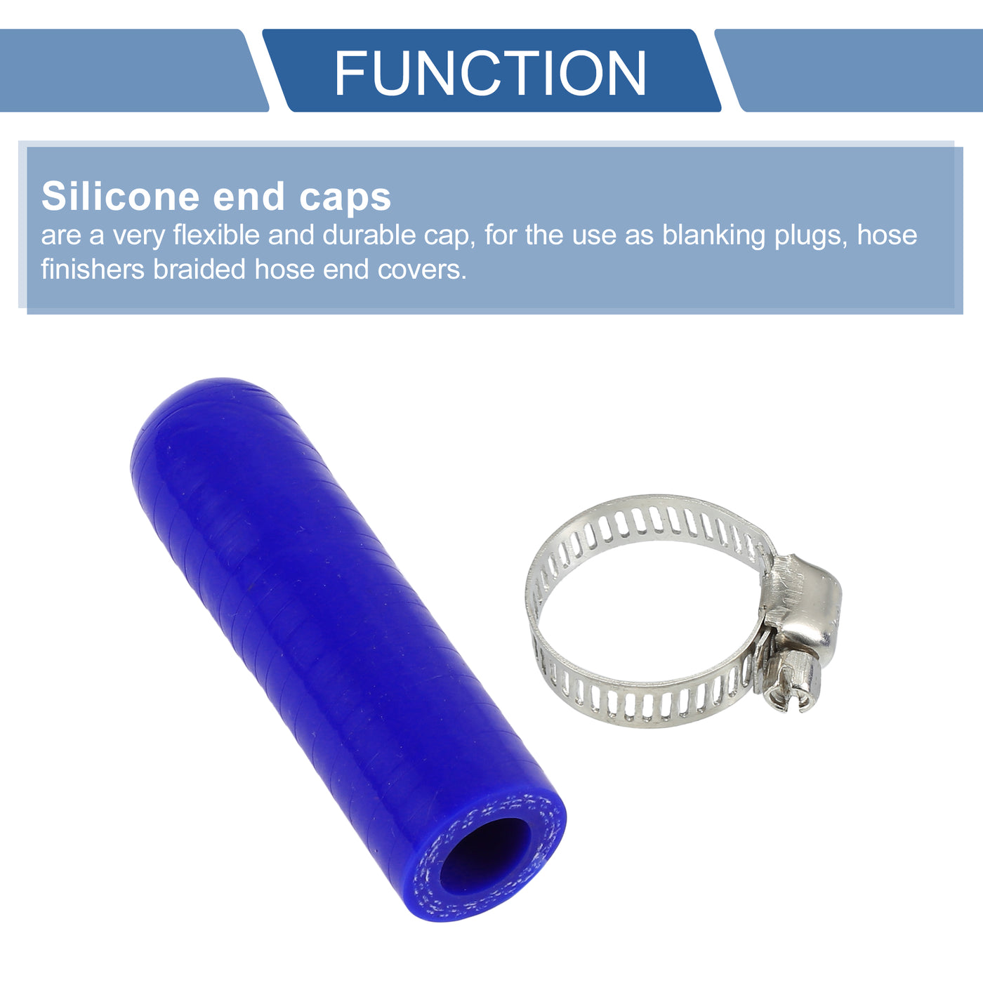 X AUTOHAUX 1 Pcs 60mm Length 12mm/0.47" ID Blue Car Silicone Rubber Hose End Cap with Clamp Silicone Reinforced Blanking Cap for Bypass Tube Universal