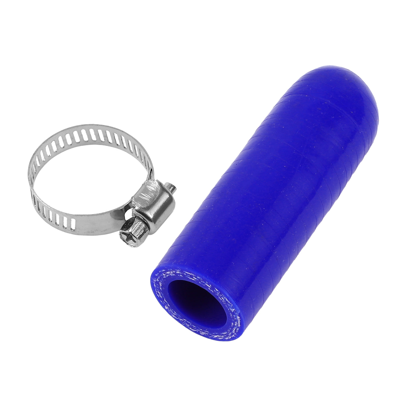 X AUTOHAUX 1 Pcs 60mm Length 16mm/0.63" ID Blue Car Silicone Rubber Hose End Cap with Clamp Silicone Reinforced Blanking Cap for Bypass Tube Universal