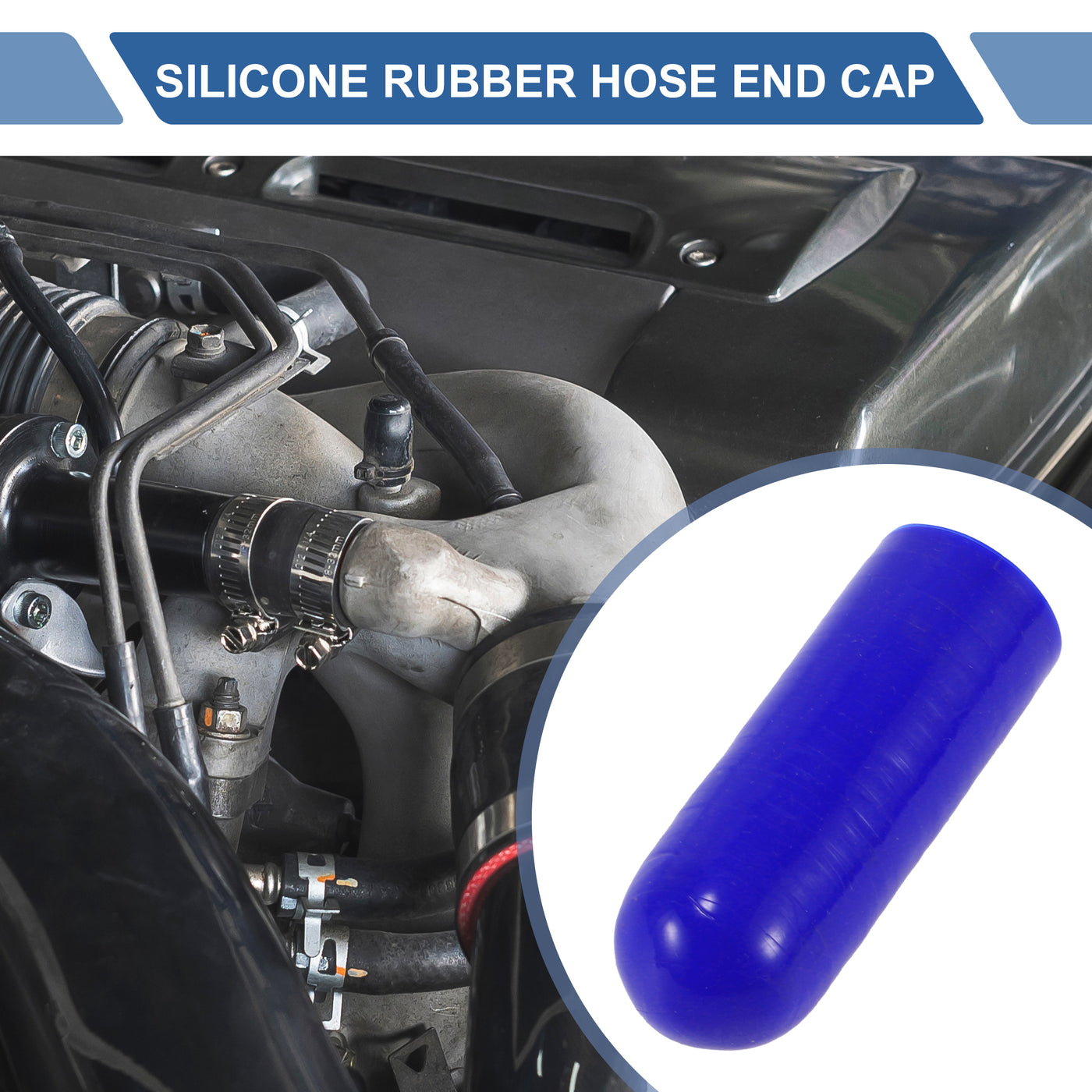 X AUTOHAUX 1 Pcs 60mm Length 20mm/0.79" ID Blue Car Silicone Rubber Hose End Cap with Clamp Silicone Reinforced Blanking Cap for Bypass Tube Universal