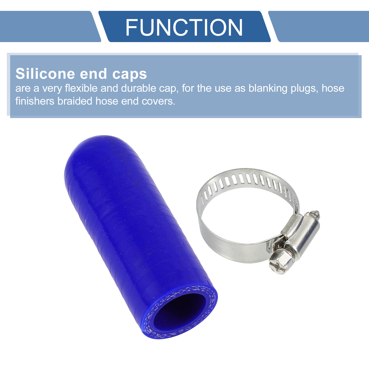 X AUTOHAUX 1 Pcs 60mm Length 20mm/0.79" ID Blue Car Silicone Rubber Hose End Cap with Clamp Silicone Reinforced Blanking Cap for Bypass Tube Universal
