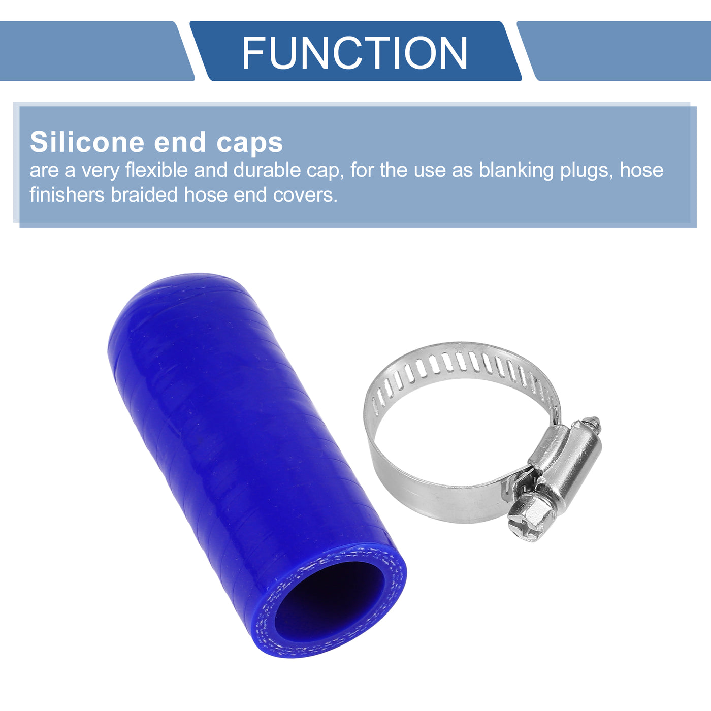 X AUTOHAUX 1 Pcs 60mm Length 22mm/0.87" ID Blue Car Silicone Rubber Hose End Cap with Clamp Silicone Reinforced Blanking Cap for Bypass Tube Universal