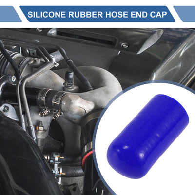 Harfington 1 Pcs 60mm Length 28mm/1.10" ID Blue Car Silicone Rubber Hose End Cap with Clamp Silicone Reinforced Blanking Cap for Bypass Tube Universal