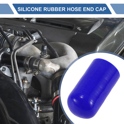 Harfington 1 Pcs 60mm Length 30mm/1.18" ID Blue Car Silicone Rubber Hose End Cap with Clamp Silicone Reinforced Blanking Cap for Bypass Tube Universal