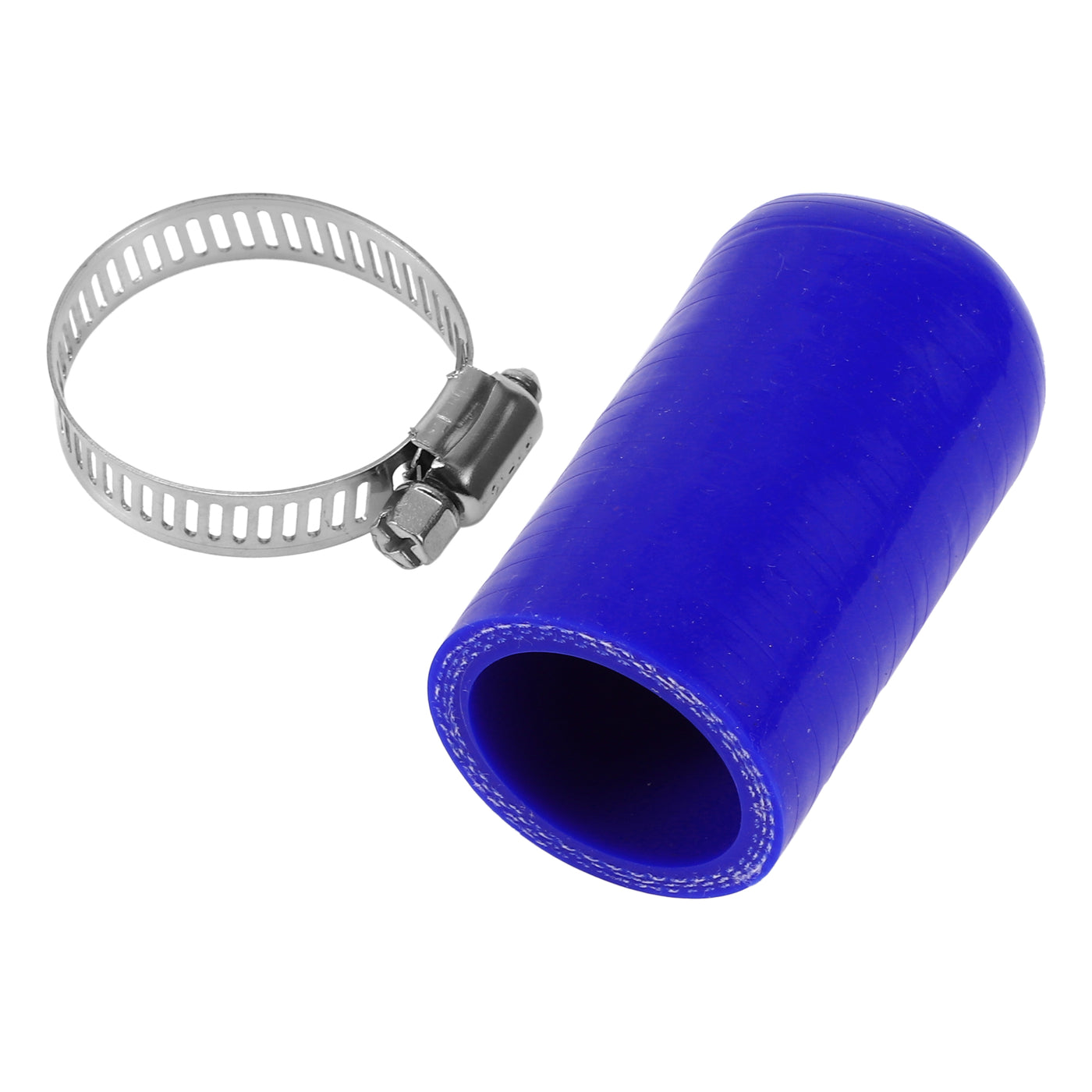 X AUTOHAUX 1 Pcs 60mm Length 30mm/1.18" ID Blue Car Silicone Rubber Hose End Cap with Clamp Silicone Reinforced Blanking Cap for Bypass Tube Universal