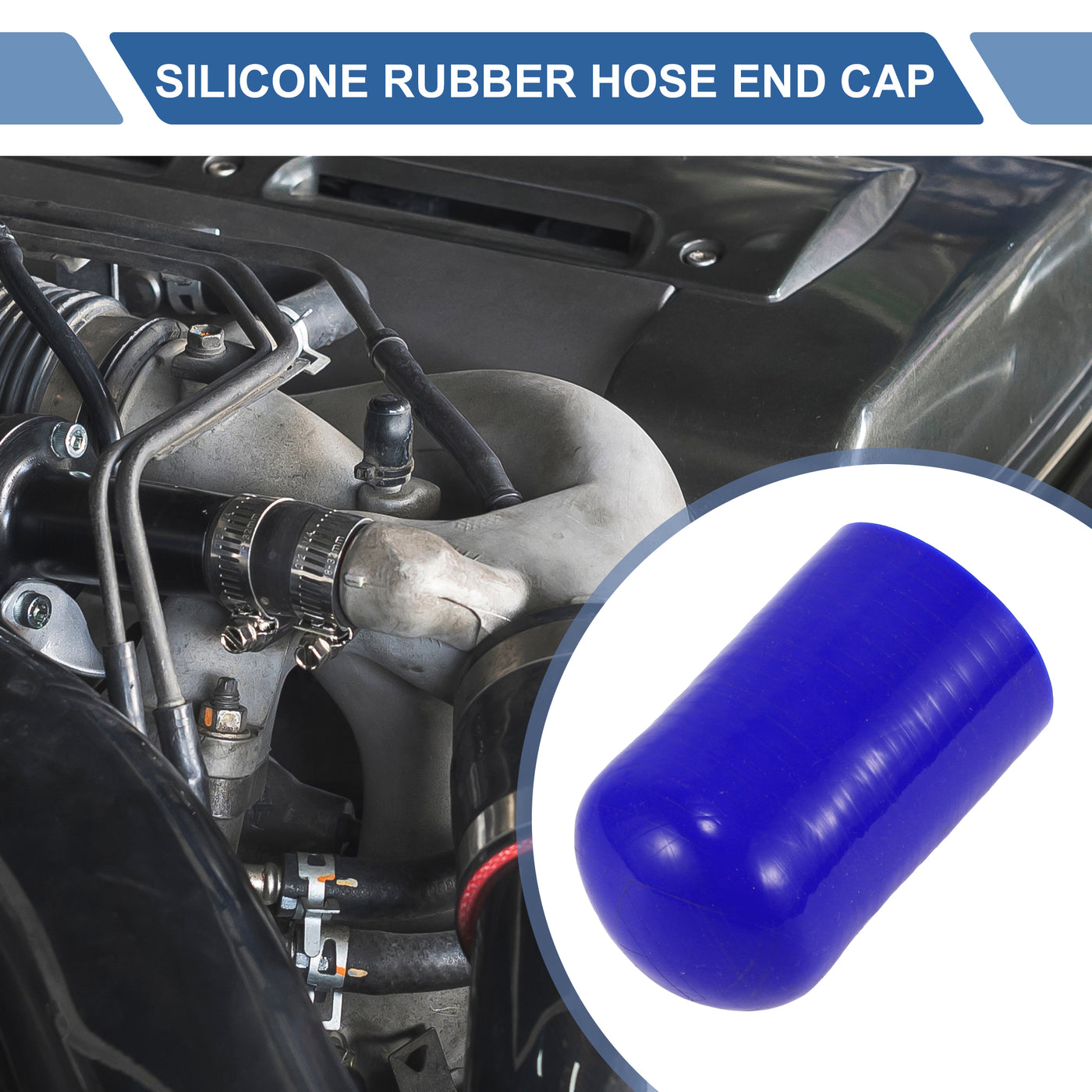 X AUTOHAUX 1 Pcs 60mm Length 38mm/1.50" ID Blue Car Silicone Rubber Hose End Cap with Clamp Silicone Reinforced Blanking Cap for Bypass Tube Universal