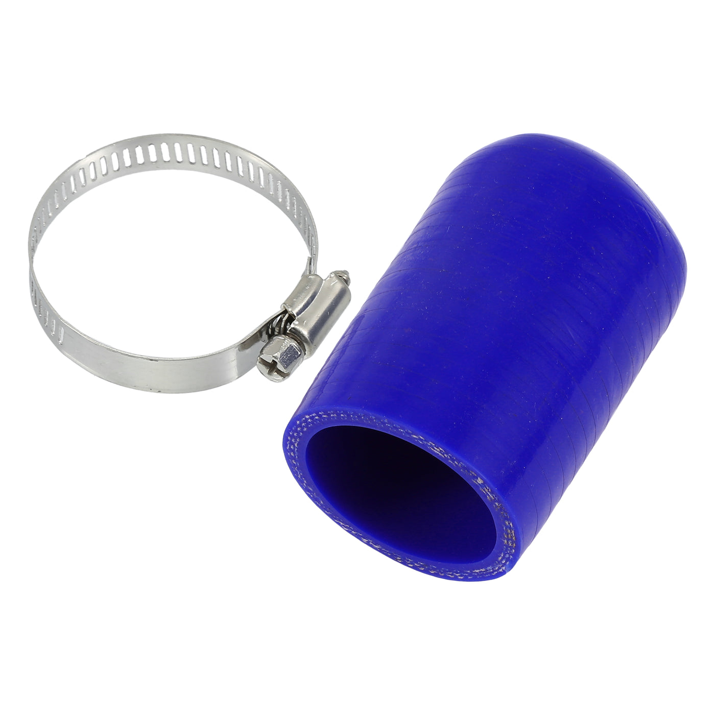 X AUTOHAUX 1 Pcs 60mm Length 40mm/1.57" ID Blue Car Silicone Rubber Hose End Cap with Clamp Silicone Reinforced Blanking Cap for Bypass Tube Universal