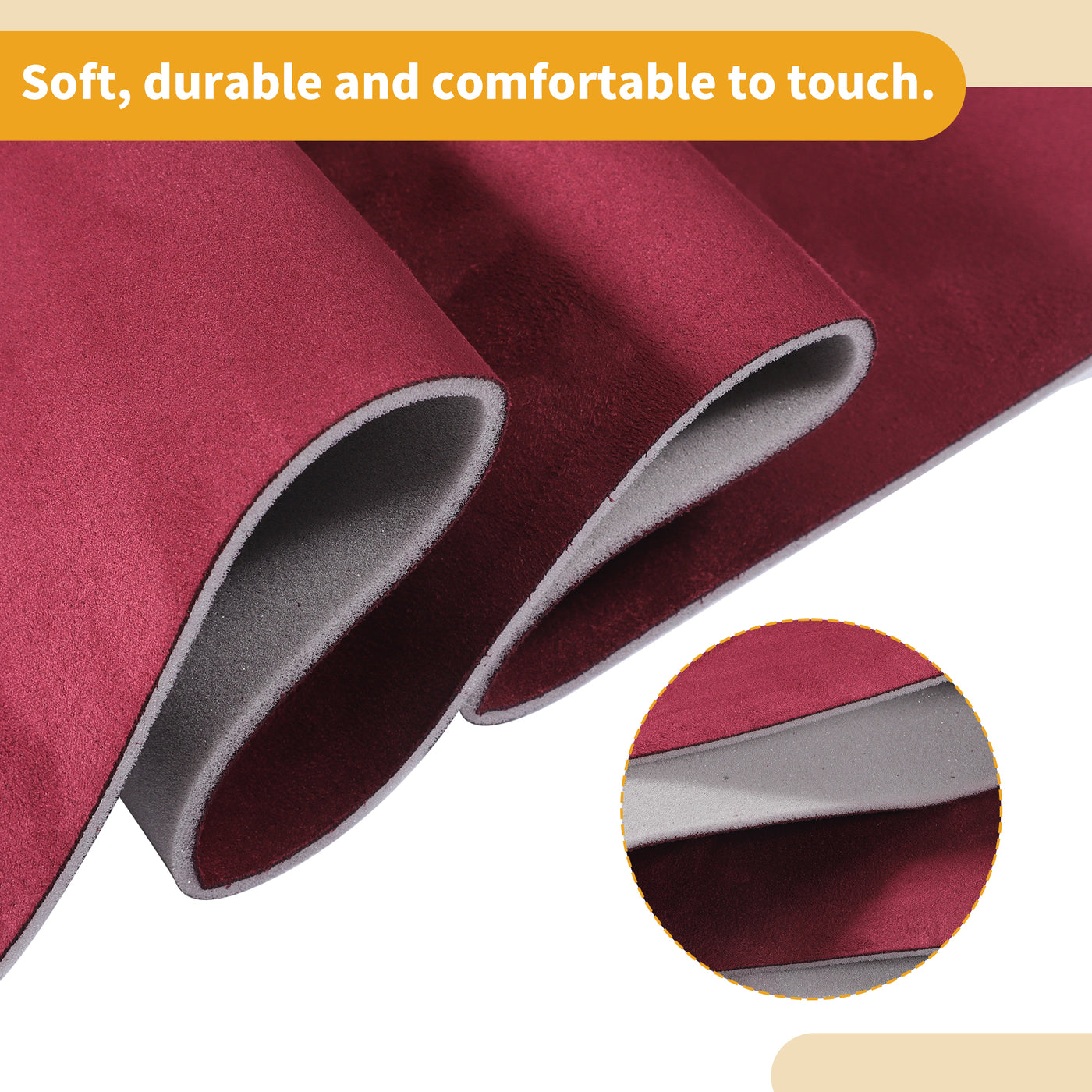 Partuto Headliner Fabric 54" L x 57" W Interior Trim DIY Roof Repair Replacement Suede Fabric Wine Red 1 Pcs