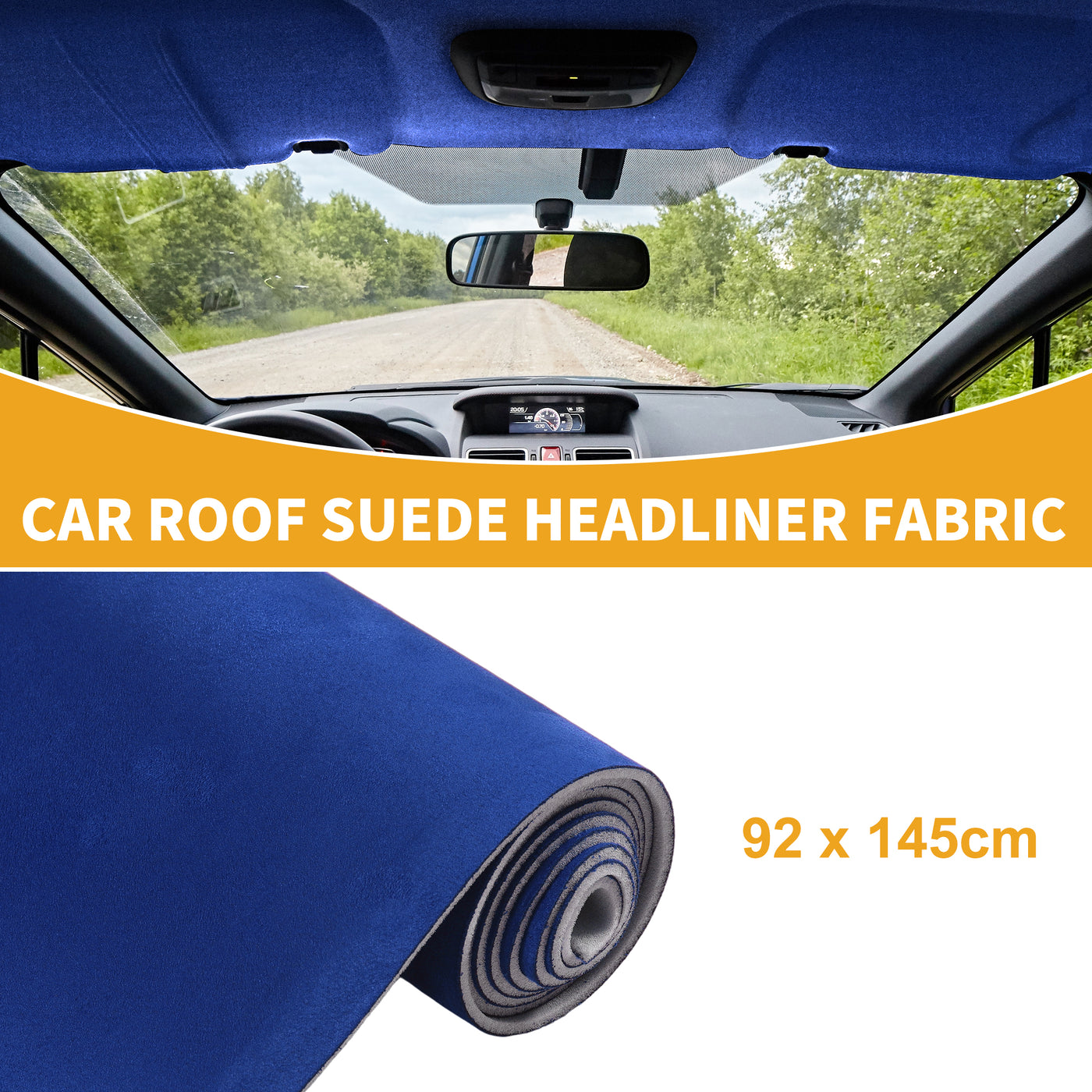 Partuto Headliner Fabric 36" L x 57" W Interior Trim DIY Roof Repair Replacement Suede Fabric Blue 1 Pcs