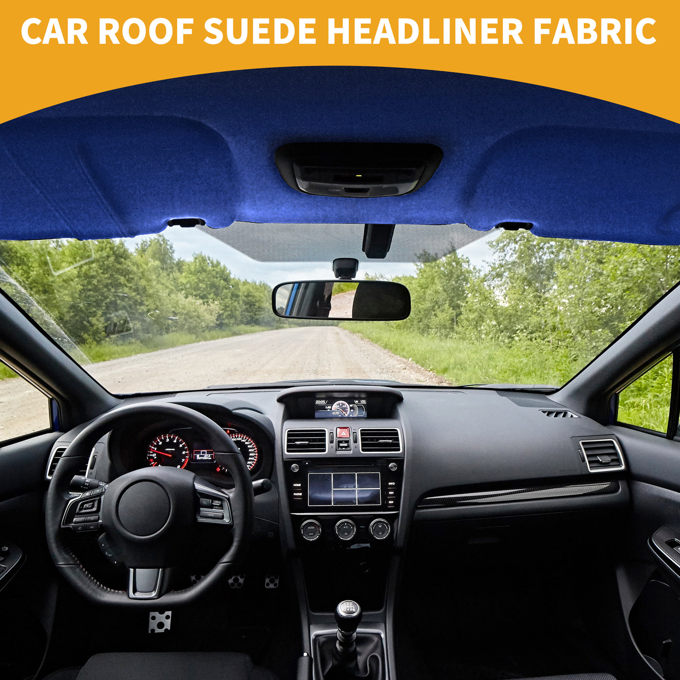 Partuto Headliner Fabric 96" L x 57" W Interior Trim DIY Roof Repair Replacement Suede Fabric Blue 1 Pcs