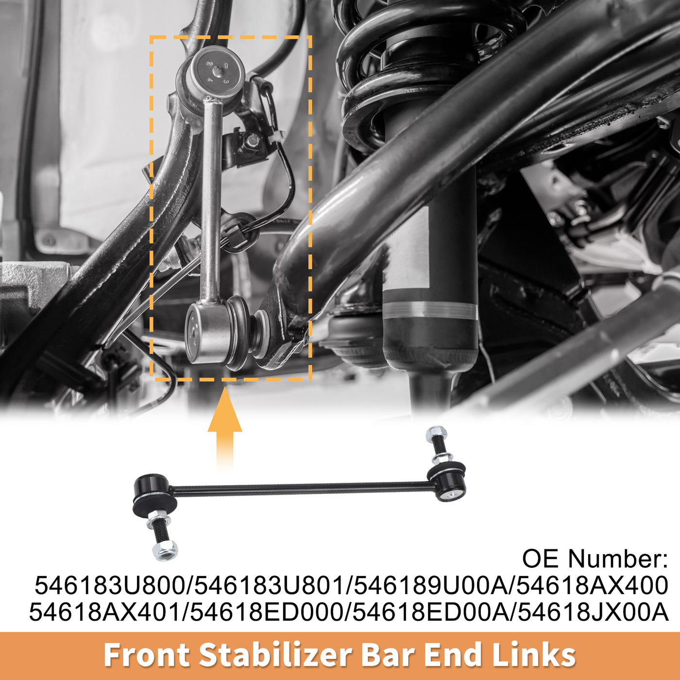 X AUTOHAUX 2pcs Front Sway Bar Links Stabilizer Link Kit for Nissan Micra Note Tiida Suspension Kit No.546183U800/546183U801/546189U00A/54618AX400/54618AX401