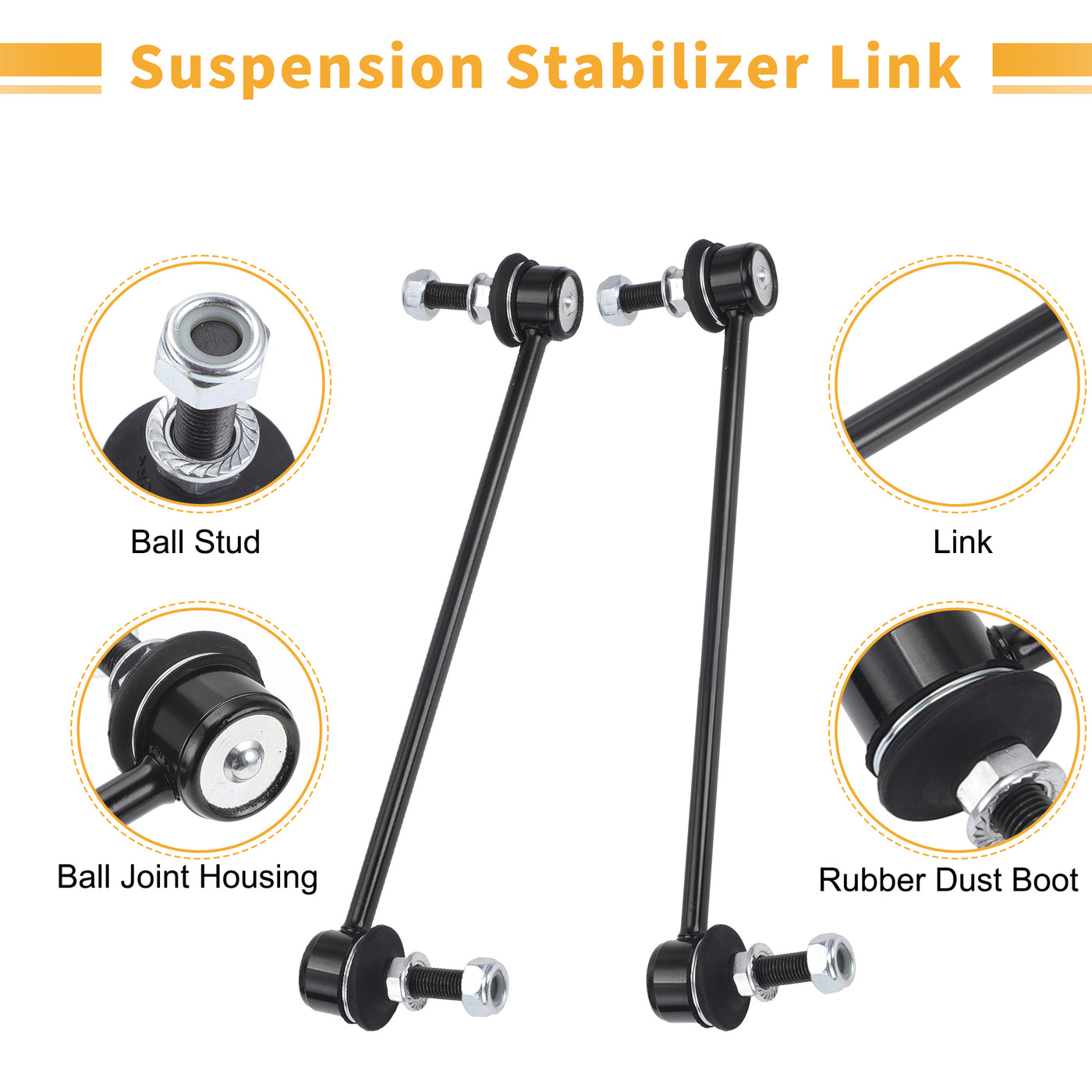 X AUTOHAUX 2pcs Front Sway Bar Links Stabilizer Link Kit for Nissan Micra Note Tiida Suspension Kit No.546183U800/546183U801/546189U00A/54618AX400/54618AX401