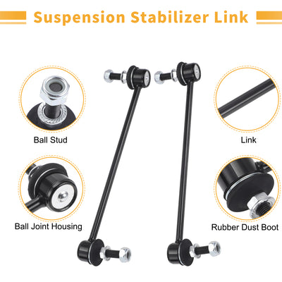 Harfington 2pcs Front Sway Bar Links Stabilizer Link Kit for Nissan Micra Note Tiida Suspension Kit No.546183U800/546183U801/546189U00A/54618AX400/54618AX401