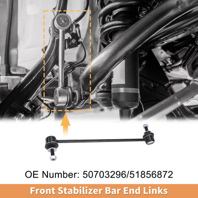 Harfington 2pcs Front Sway Bar Links Stabilizer Link Kit for Fiat Panda 2003-2012 Suspension Kit No.50703296/51856872