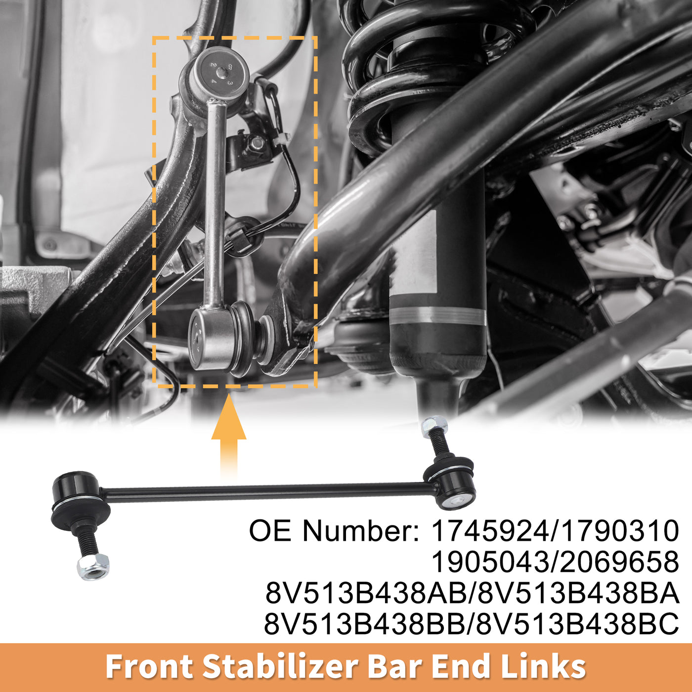 X AUTOHAUX 2pcs Front Sway Bar Links Stabilizer Link Kit for Ford Fiesta EcoSport Figo Suspension Kit No.1745924/1790310/1905043/2069658/8V513B438AB/8V513B438BA