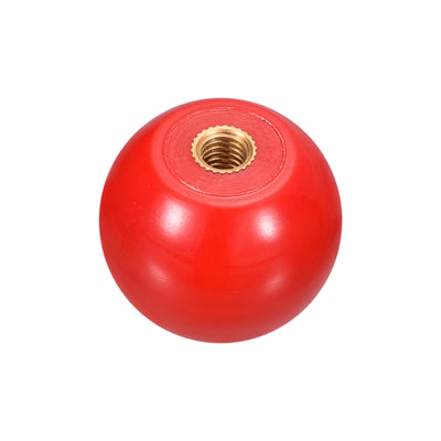 Harfington Uxcell M5 Copper Thread 25mm Dia Threaded Ball Knobs for Machine Handle, Red