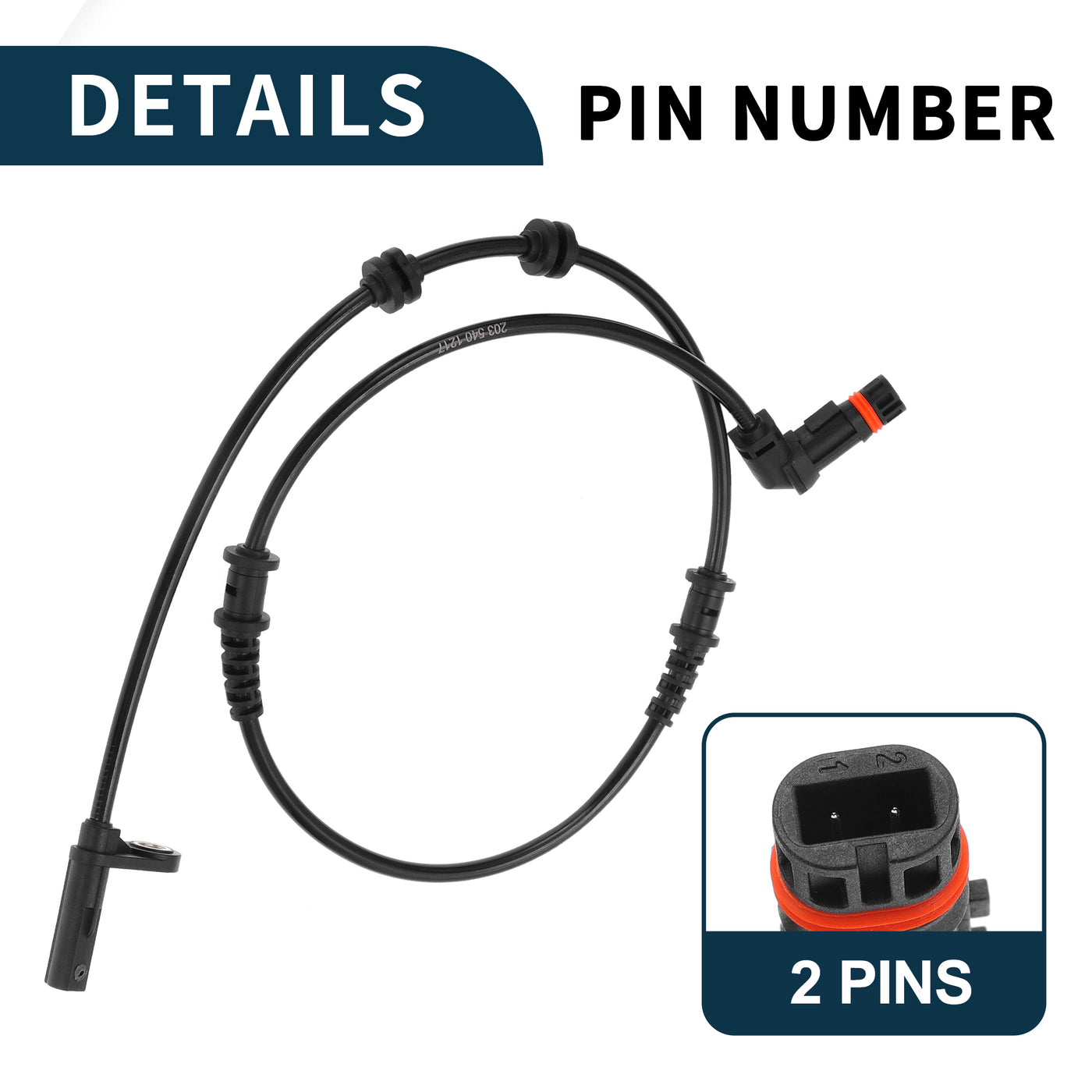 TUCKBOLD ABS Wheel Speed Sensor for Mercedes-Benz C230 Durable No.A2035401217 | Front Left Right ABS Speed Sensor 2 Pcs for Mercedes-Benz C350 C240