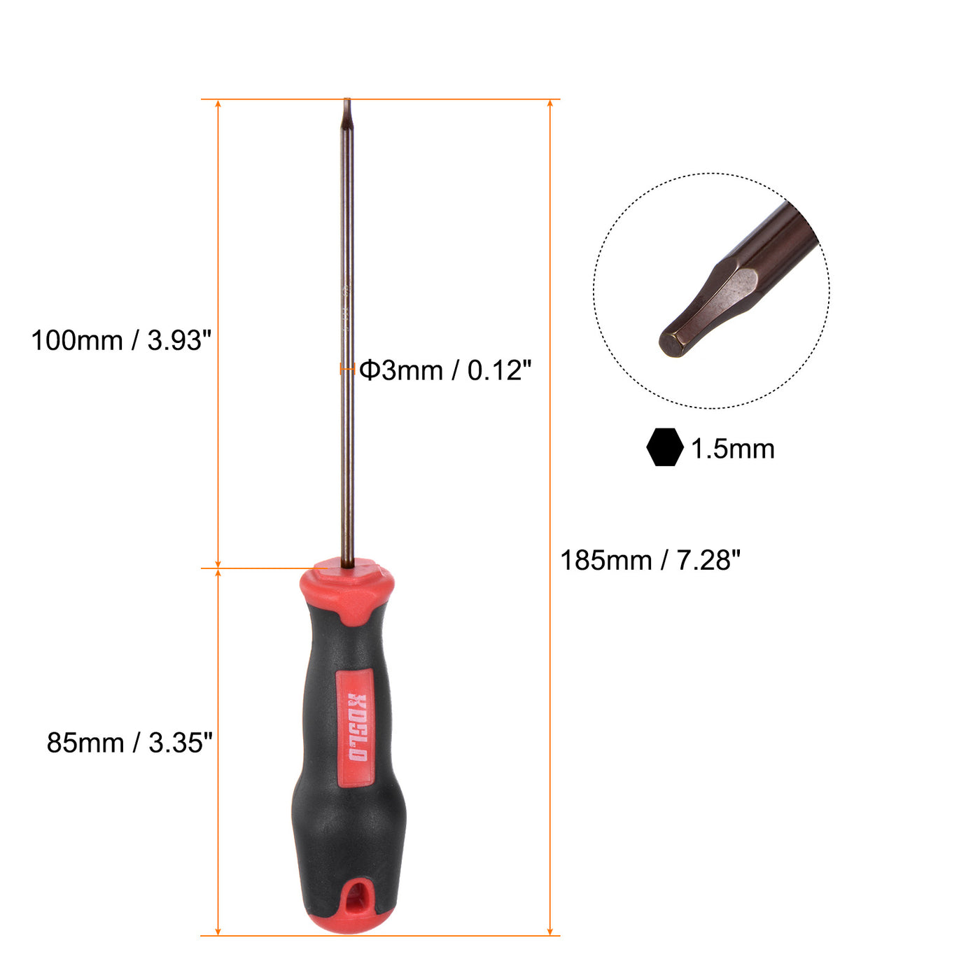 Harfington Hex Magnetic Wrench Screwdriver H1.5x100mm Hex Key Metric Driver W Handle