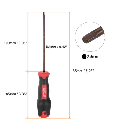 Harfington 2pcs Hex Magnetic Wrench Screwdriver H2.5x100mm Hex Key Metric Driver W Handle