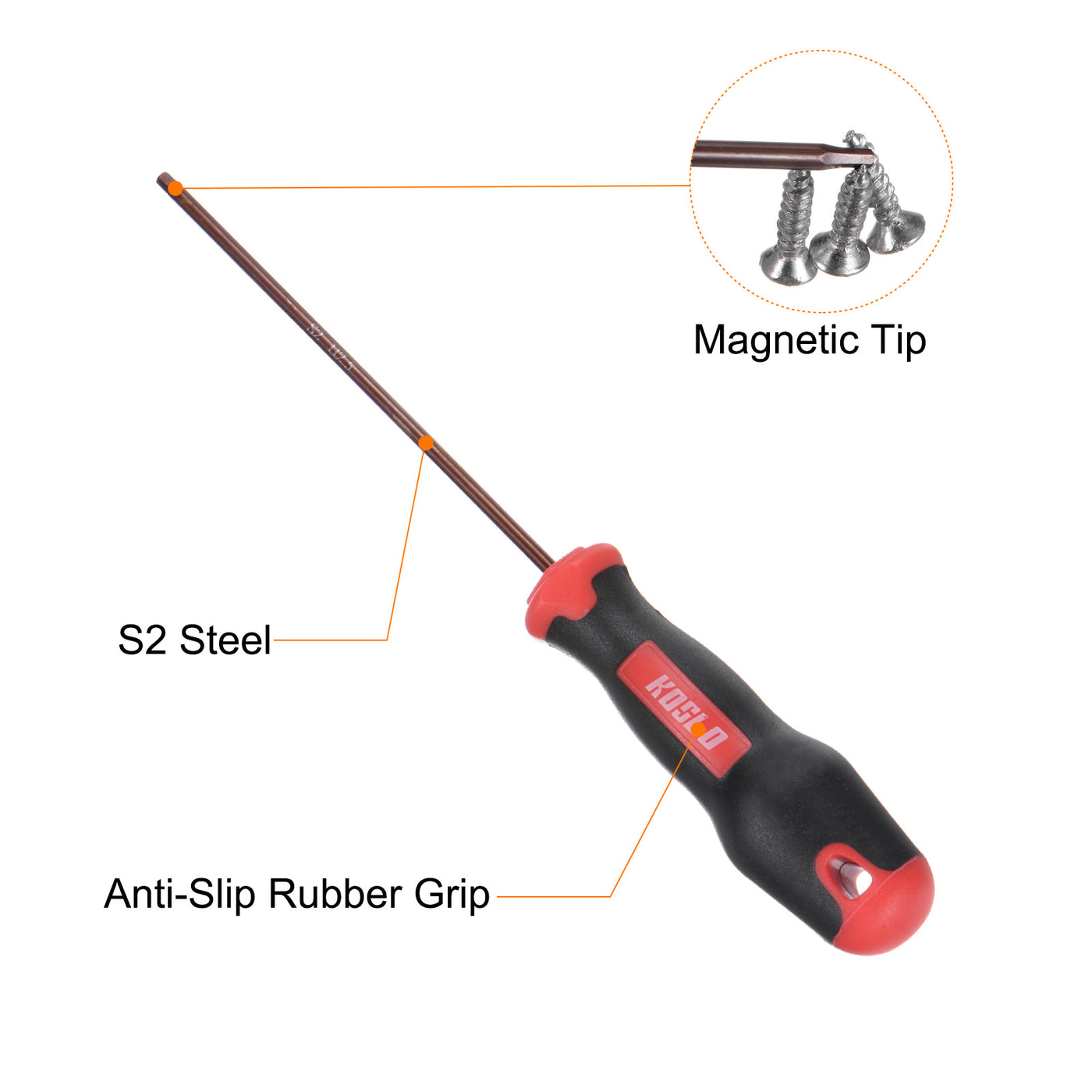 Harfington 2pcs Hex Magnetic Wrench Screwdriver H2.5x100mm Hex Key Metric Driver W Handle