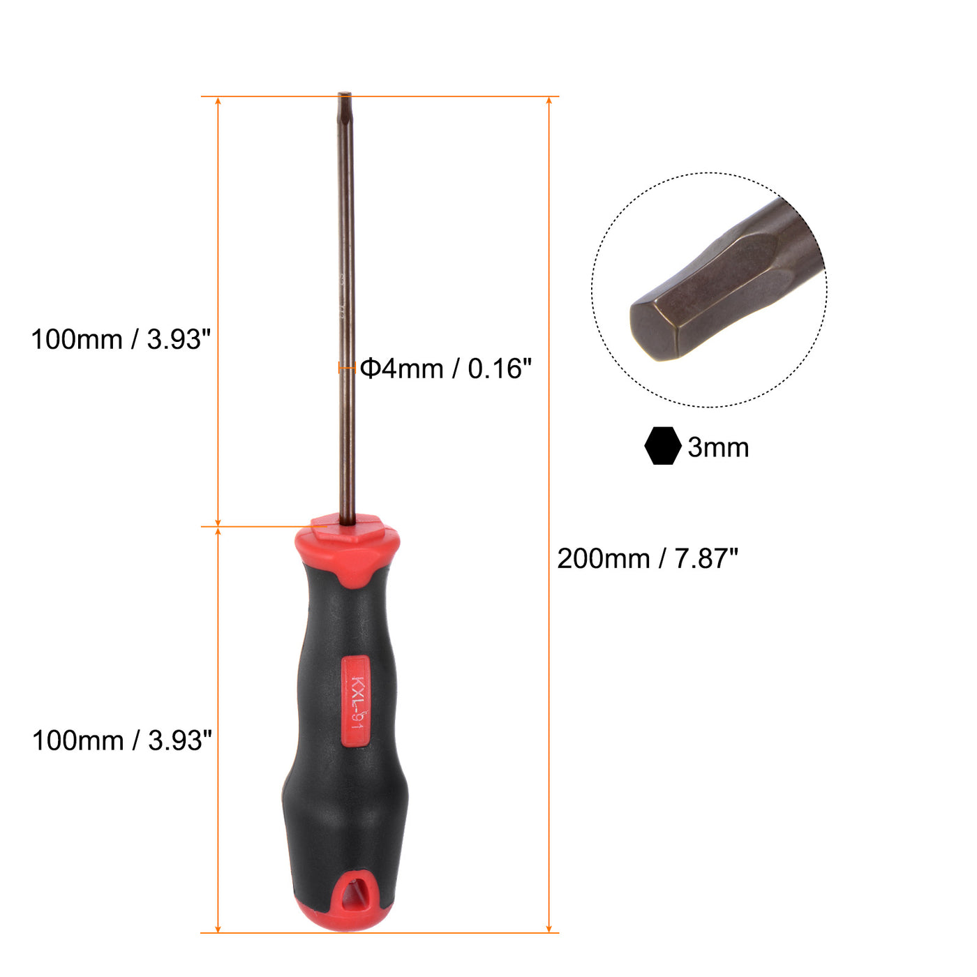 Harfington Hex Magnetic Wrench Screwdriver H3x100mm Hex Key Metric Driver W Handle