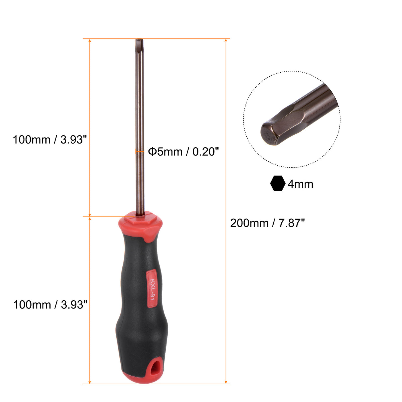 Harfington Hex Magnetic Wrench Screwdriver H4x100mm Hex Key Metric Driver W Handle