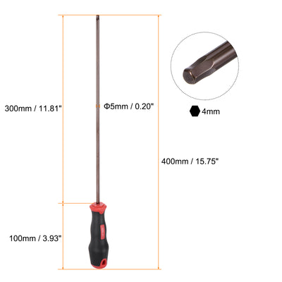 Harfington Hex Magnetic Wrench Screwdriver H4x300mm Hex Key Metric Driver W Handle