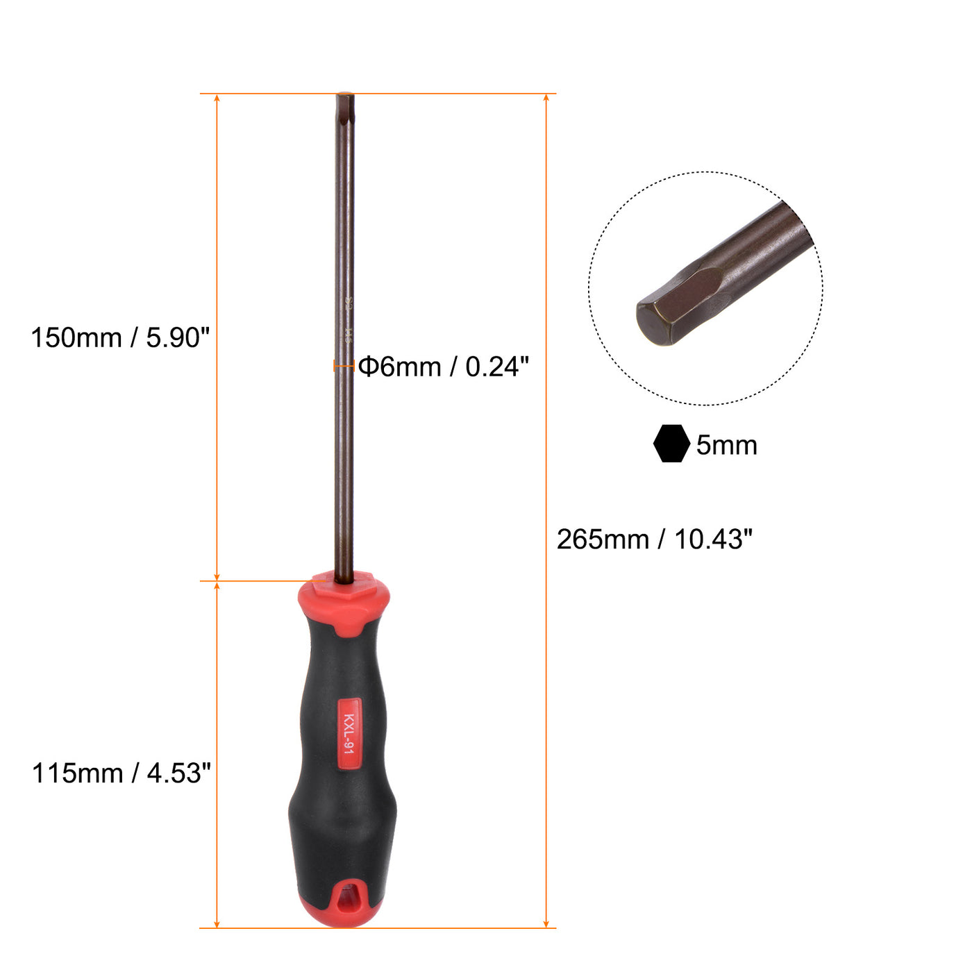 Harfington 2pcs Hex Magnetic Wrench Screwdriver H5x150mm Hex Key Metric Driver W Handle