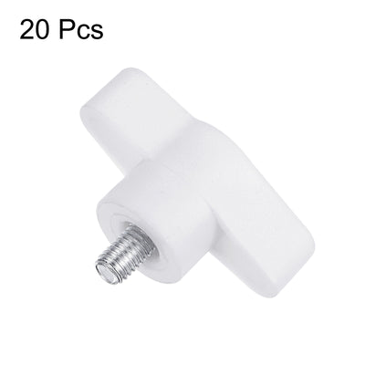 Harfington 20pcs Wing Knobs M5 x 8mm Tee Stud Knob Thumb Screw Hand Clamping Handle White