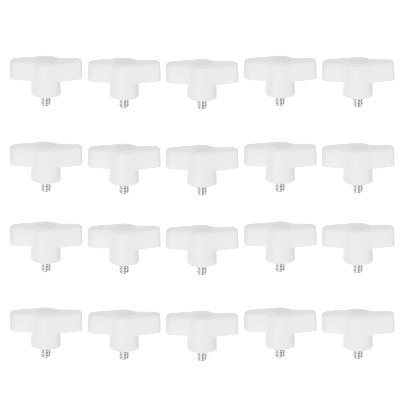 Harfington 20pcs Wing Knobs M5 x 8mm Tee Stud Knob Thumb Screw Hand Clamping Handle White